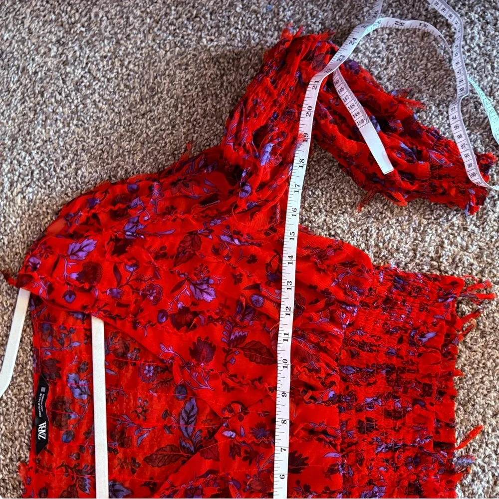 Zara Red and Purple Textured Women's Blouse - Picture 6 of 7